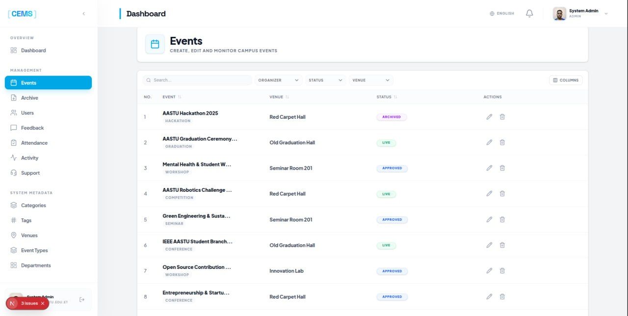 AASTU Campus Event Management System (CEMS) — screenshot 14