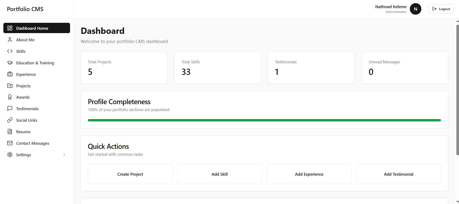 Portfolio CMS Platform — screenshot 2