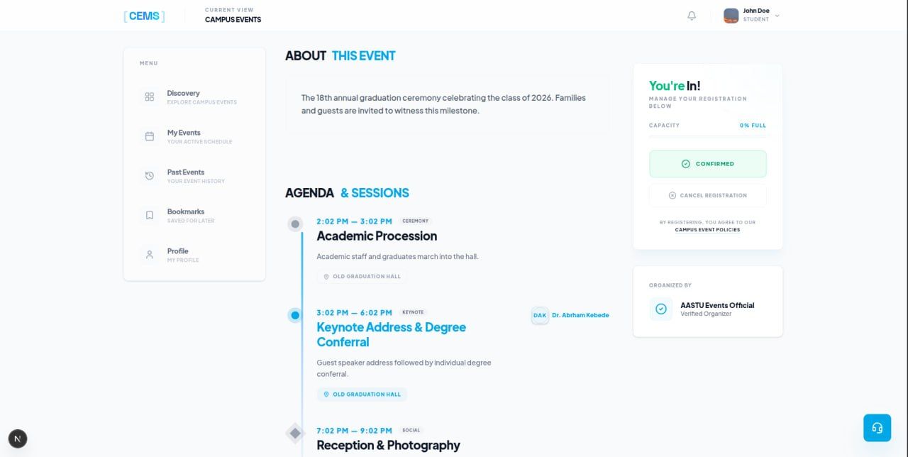 AASTU Campus Event Management System (CEMS) — screenshot 7