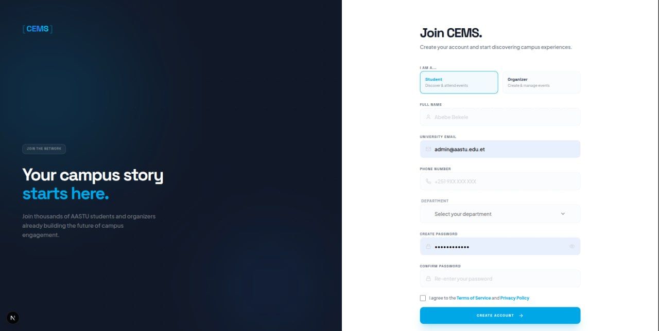 AASTU Campus Event Management System (CEMS) — screenshot 2