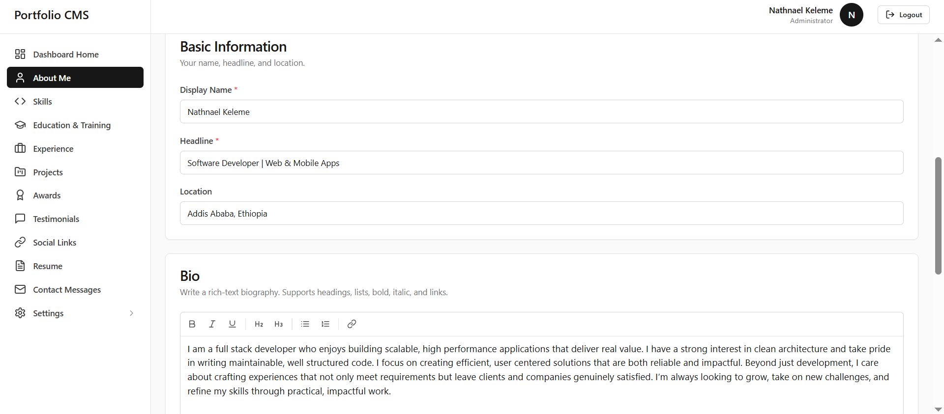 Portfolio CMS Platform — screenshot 4