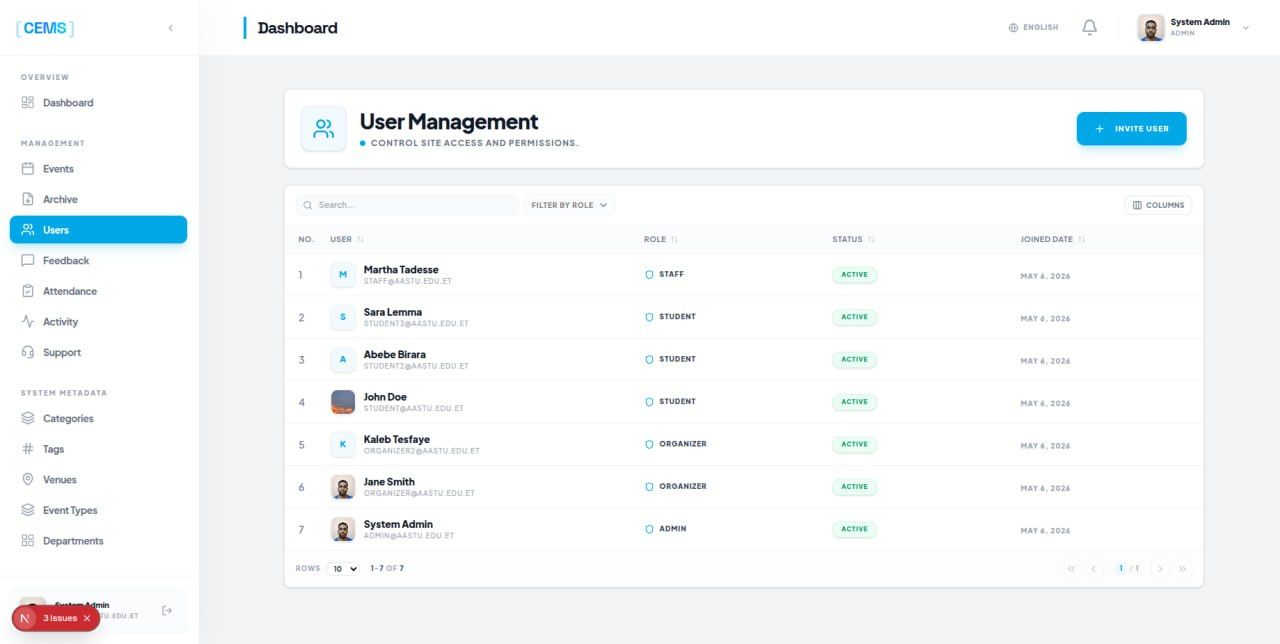 AASTU Campus Event Management System (CEMS) — screenshot 13
