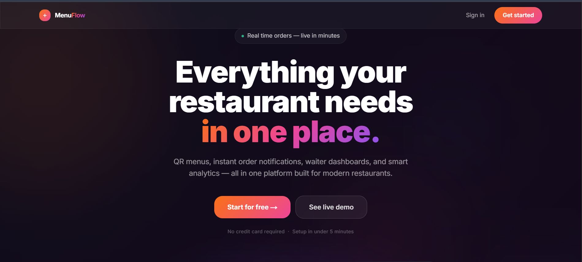 MenuFlow - Digital Restaurant Platform — screenshot 1