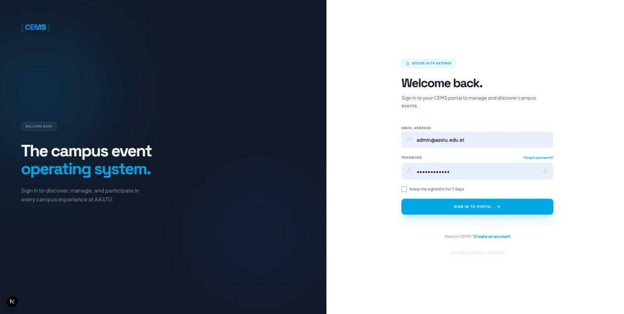 AASTU Campus Event Management System (CEMS) — screenshot 3